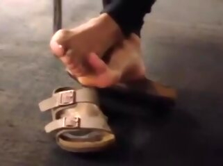 foot fetish indian shoeplay in library fetish