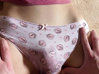 brunette panties The hottest pussy rubbing and cum on roommate's panties amateur
